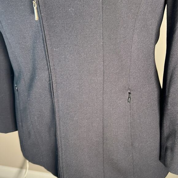 Vintage Gruppo Americano black wool blend black zip up collared fitted blazer 10 - Picture 4 of 12